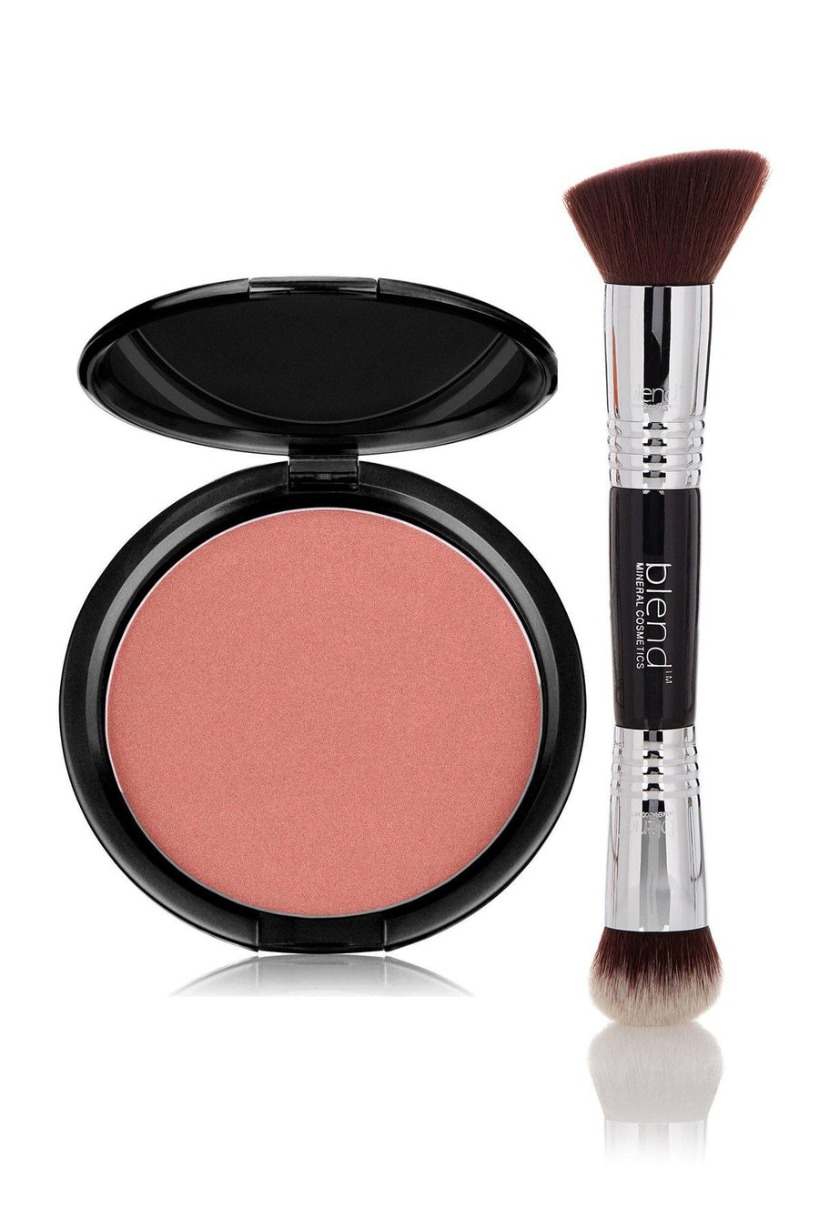 Blush Mineral Pressed Powder & Brush Set - Pink Brown Tone - Blend Mineral Cosmetics