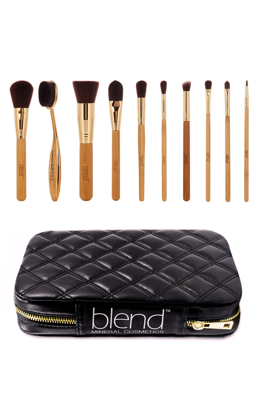Professional Makeup Artist Complete 11-Piece Brush Kit - Bamboo - Blend Mineral Cosmetics